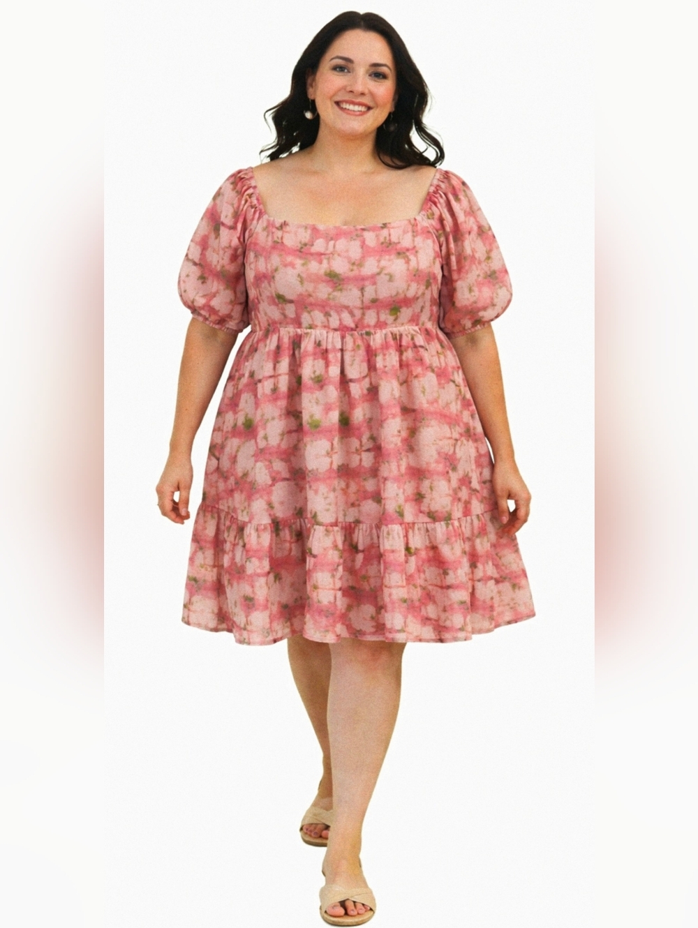 Davi & Dani Pink Floral Tie-Dye Boutique Babydoll Mini Dress – Size 3X